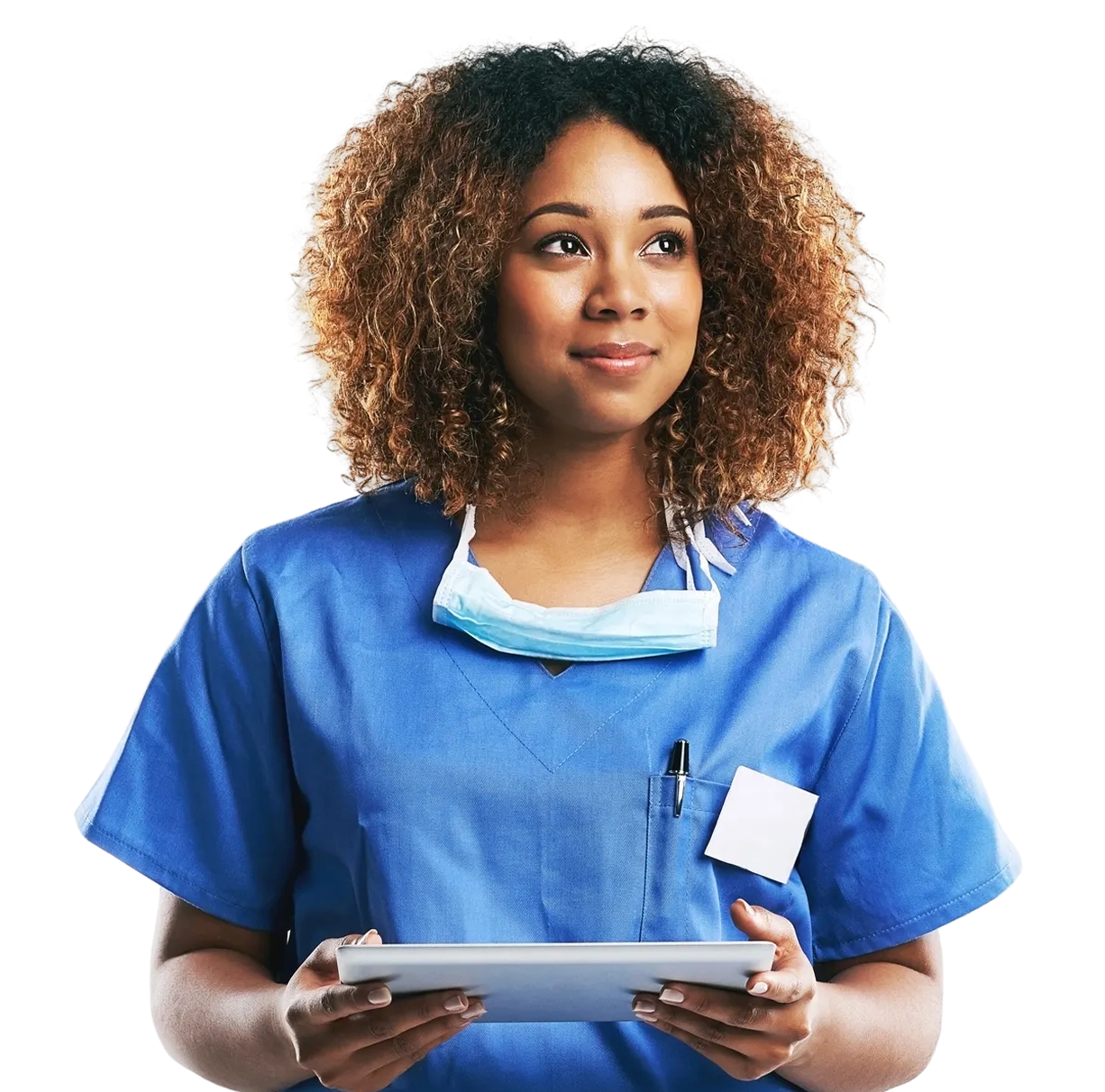 A pharmacist receiving an alert about potential medication savings from Omediq.